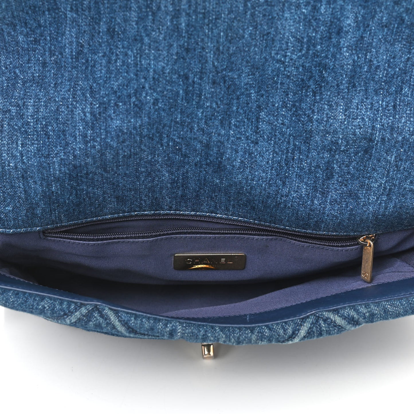 Denim Quilted Large Chanel 19 Flap Blue