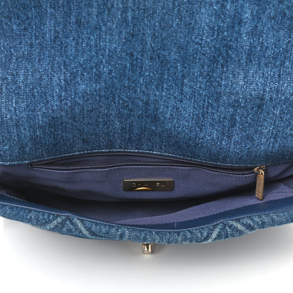 Chanel Denim Quilted Large Chanel 19 Flap Blue 5 of 9
