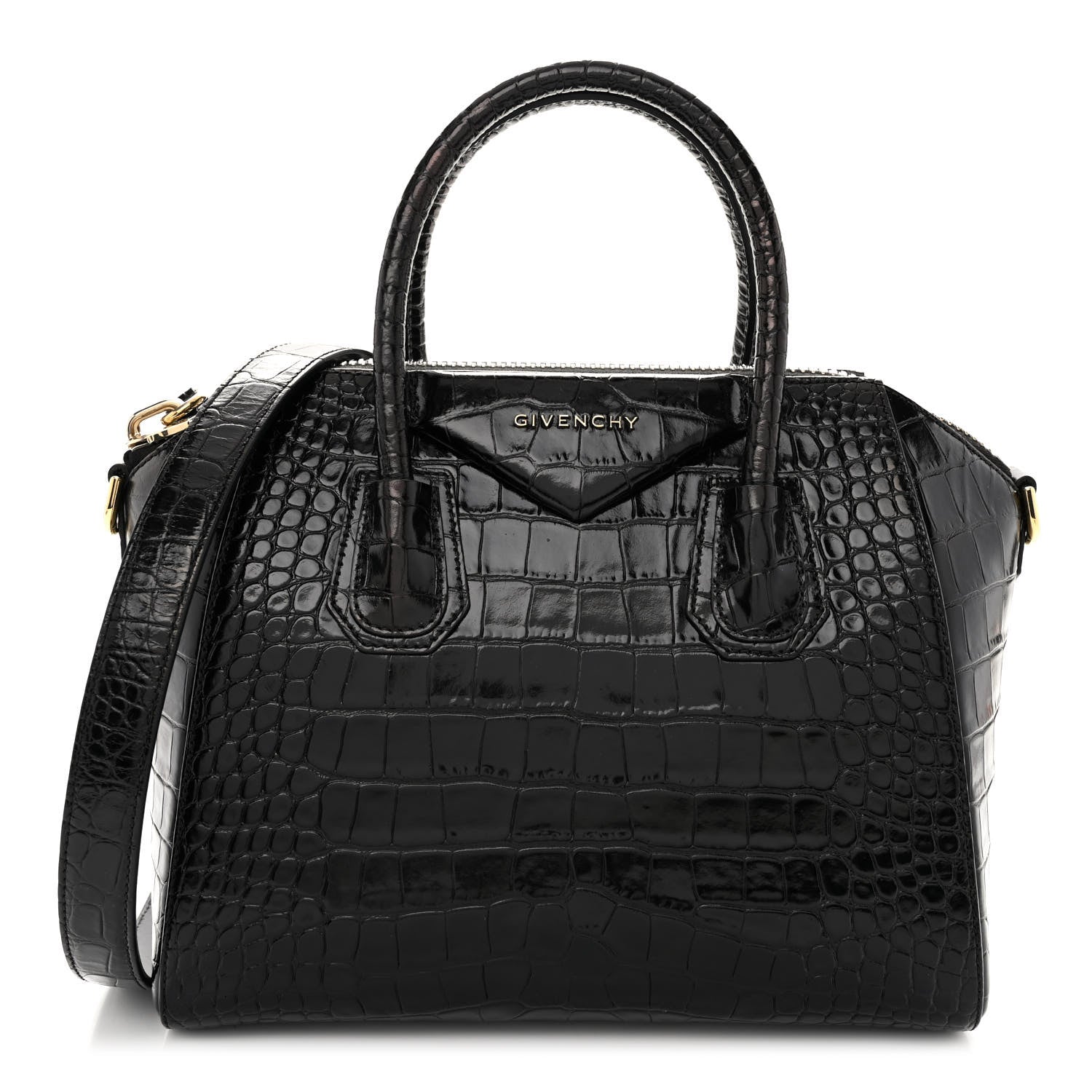 Givenchy Calfskin Crocodile Embossed Small Antigona Black 1 of 9