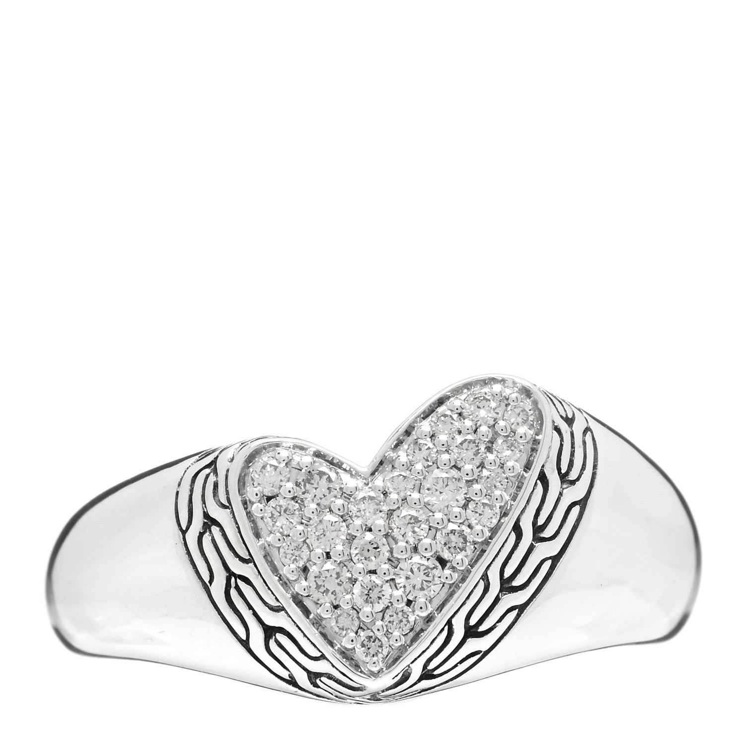 product image of JOHN HARDY Sterling Silver Diamond Manah Signet Ring 54 7 FASHIONPHILE