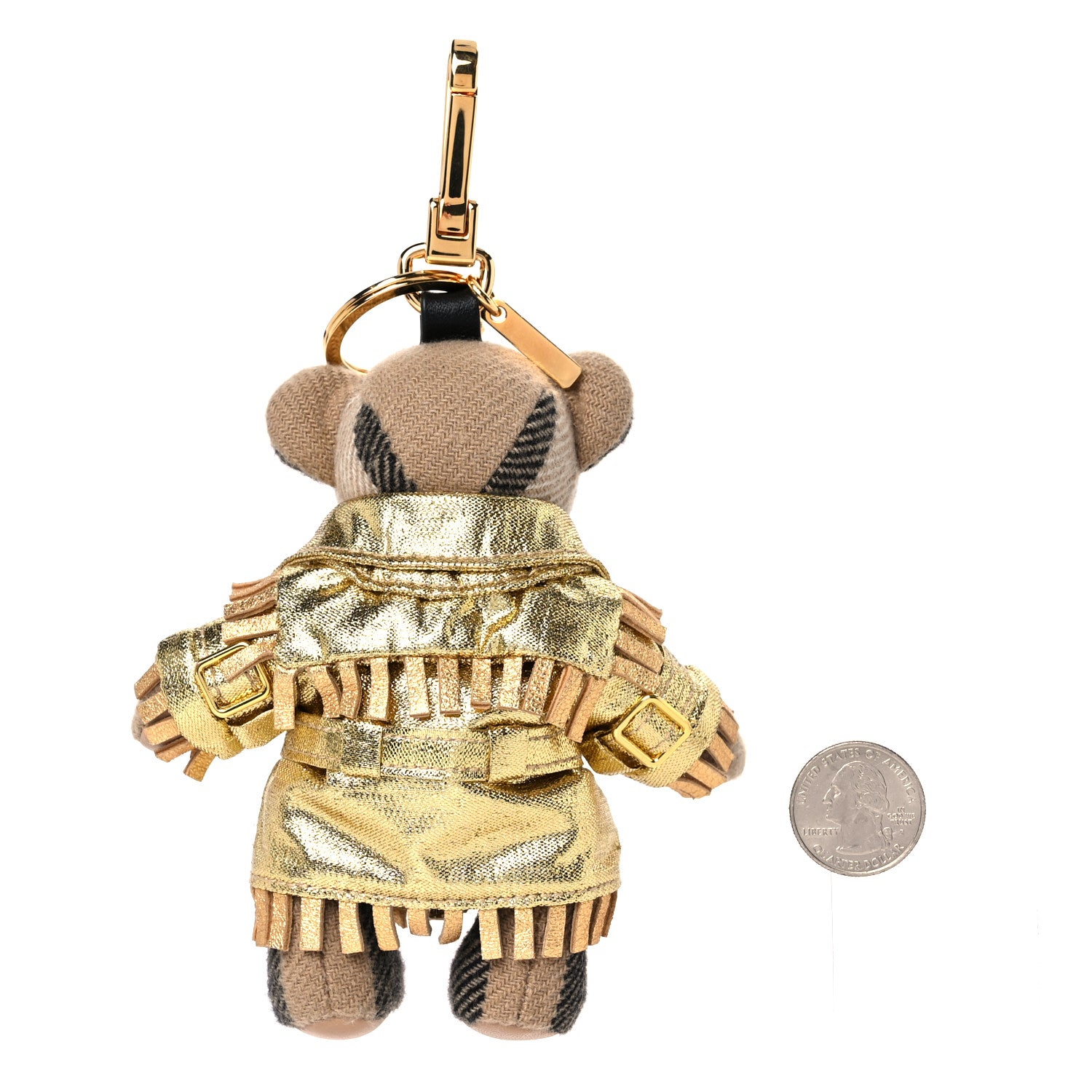 Burberry Thomas Metallic Trench Teddy Bear Keychain Charm Tan 2 of 4