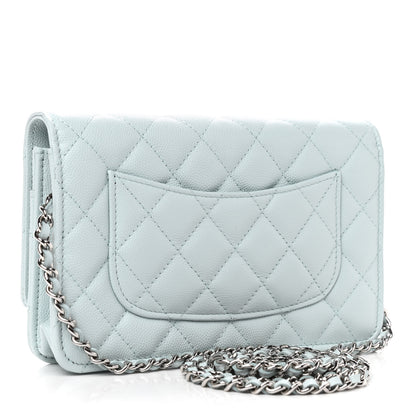 Chanel Caviar Quilted Wallet On Chain WOC Light Blue 3 of 10