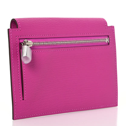 Hermes Chevre Mysore Kelly Pocket Compact Wallet Rose Pourpre 3 of 11