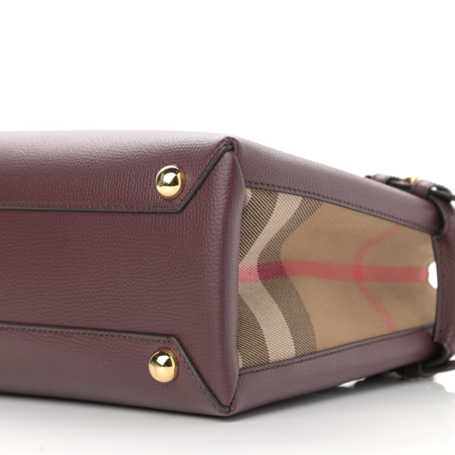Calfskin House Check Small Banner Tote Mahogany Red