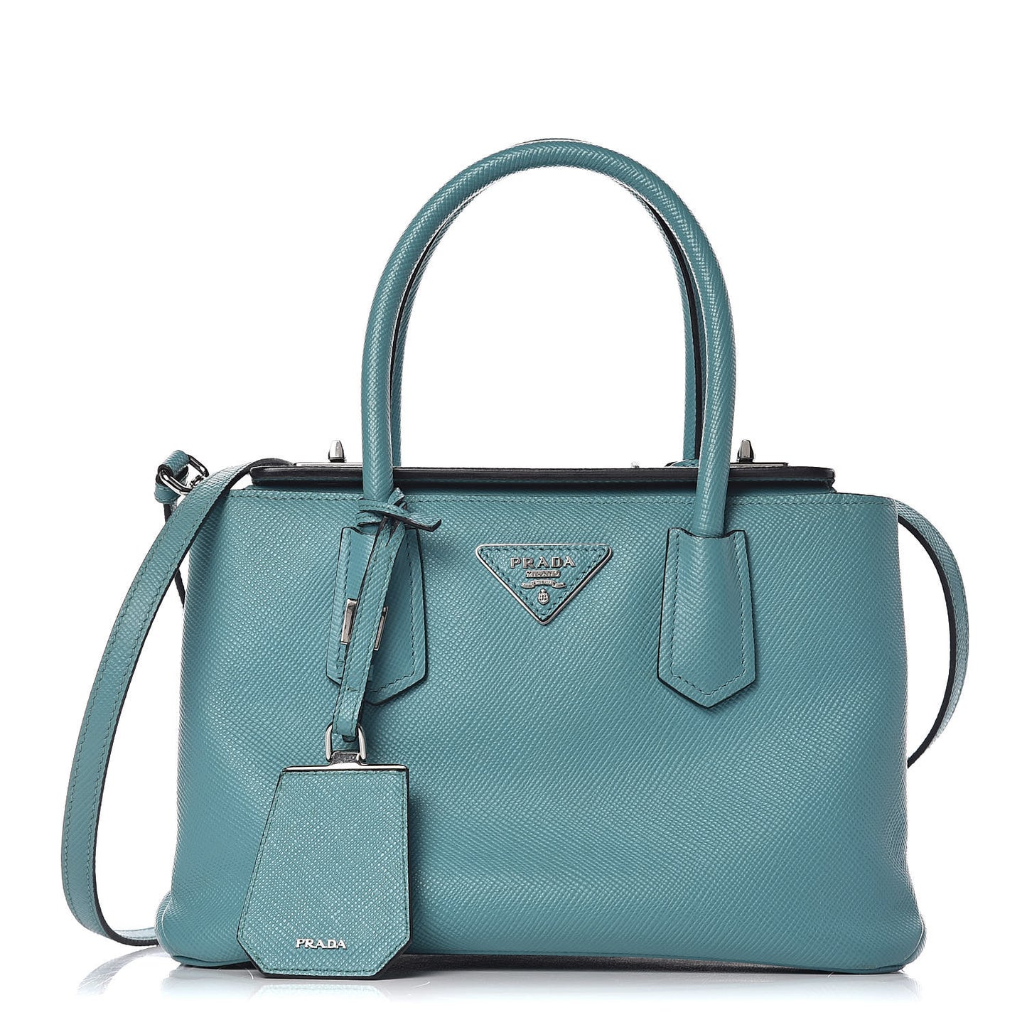 Saffiano Cuir Small Twin Tote Turchese
