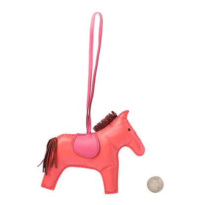 Hermes Milo Lambskin Grigri Rodeo Horse Bag Charm GM Rose Jaipur Shocking Rouge H 2 of 4