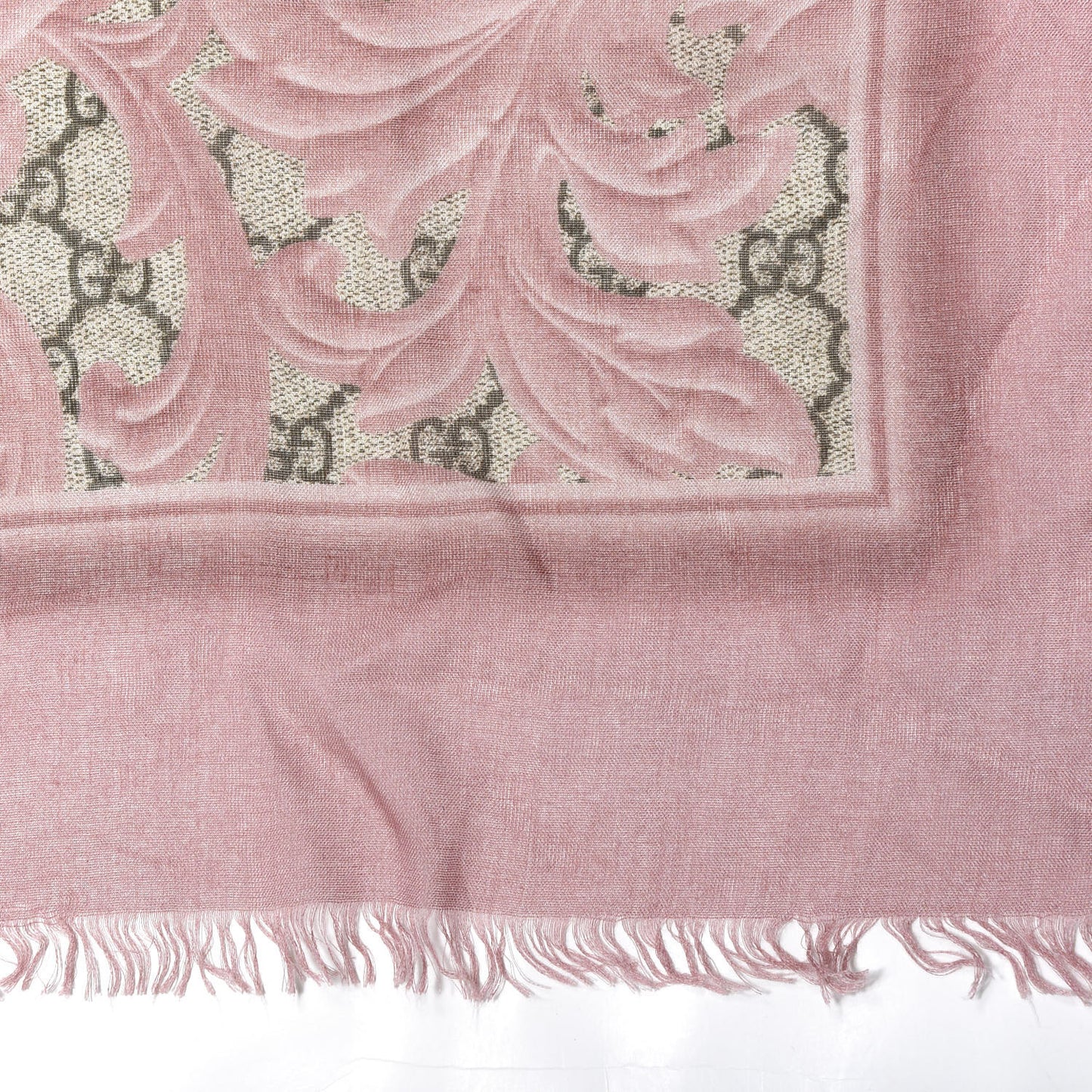 Modal Silk GG Monogram Big Arabesque Shawl Beige Pink