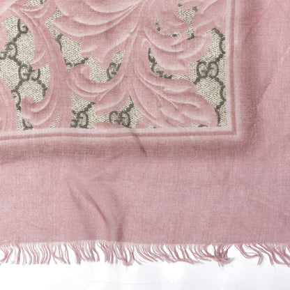 Gucci Modal Silk GG Monogram Big Arabesque Shawl Beige Pink 4 of 5