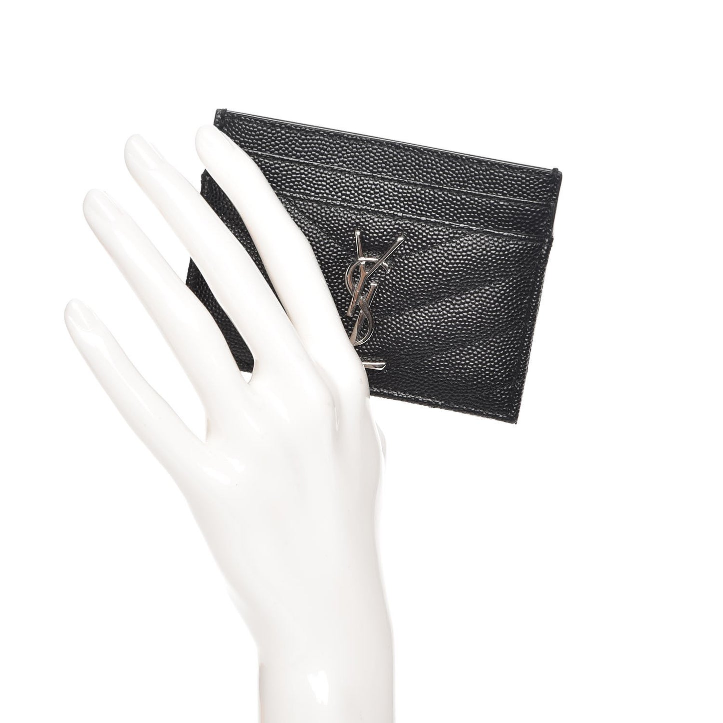 Grain De Poudre Matelasse Chevron Monogram Credit Card Case Black