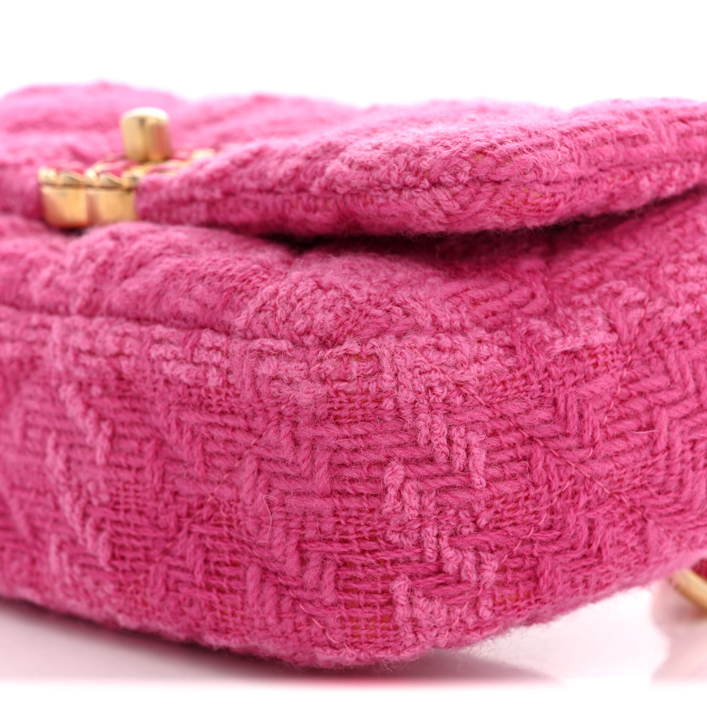 Tweed Quilted Chanel 19 Waist Bag Pink