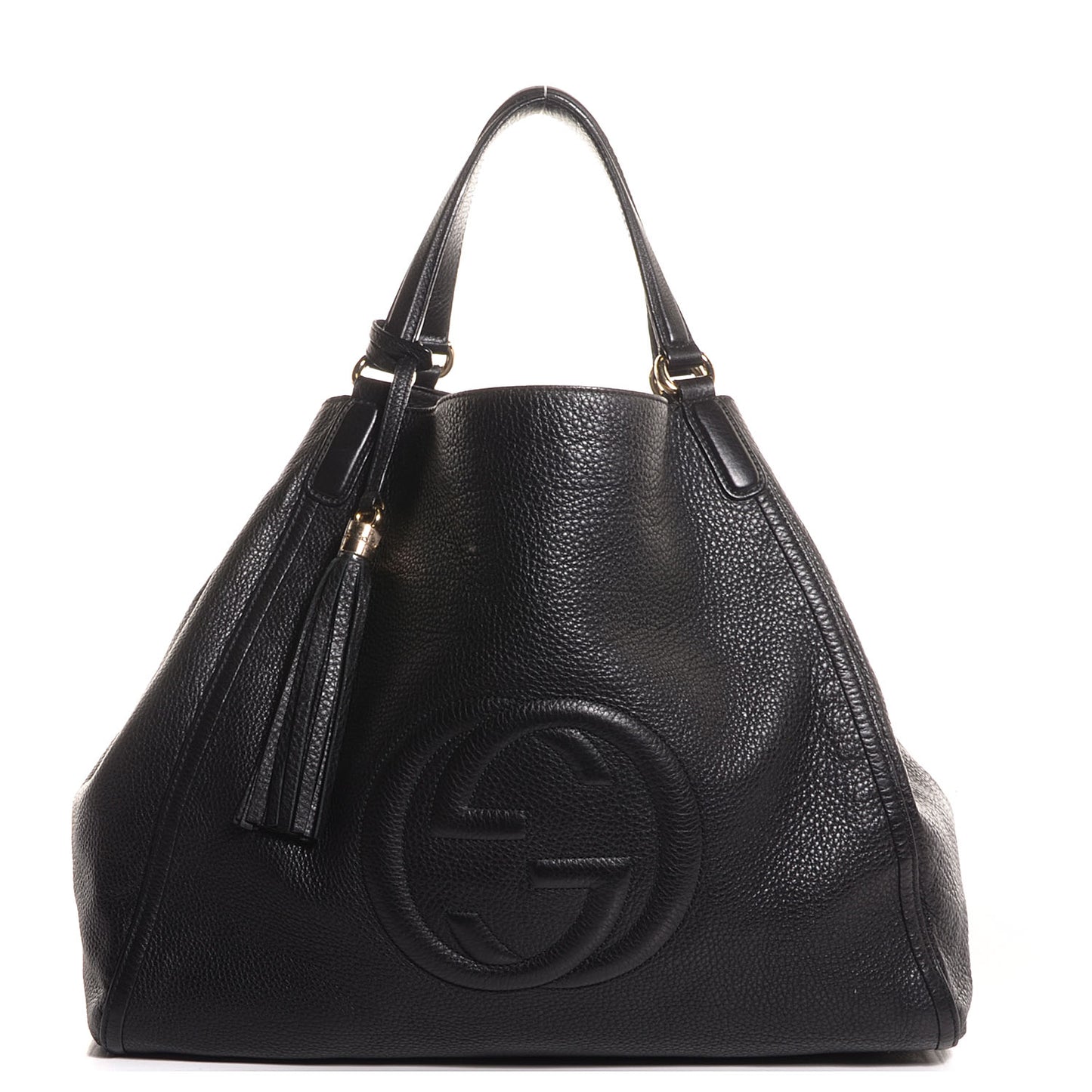 Pebbled Calfskin Large Soho Shoulder Bag Black