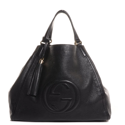 Gucci Pebbled Calfskin Large Soho Shoulder Bag Black 1 of 8