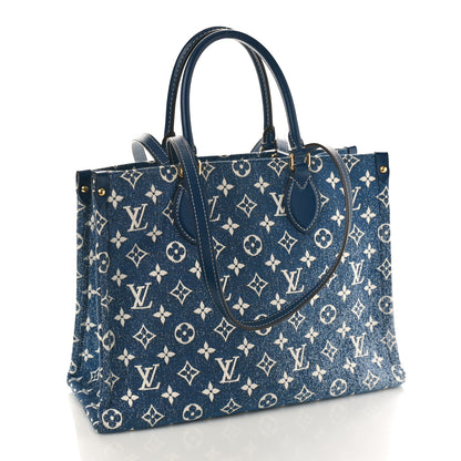 Louis Vuitton Monogram Jacquard Denim Onthego MM Bleu 3 of 8