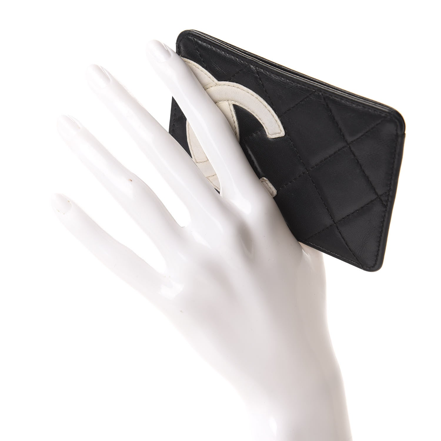 Chanel Calfskin Quilted Cambon Card Holder Black White 2 of 7
