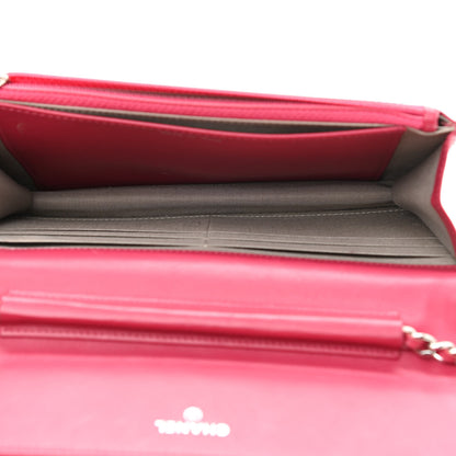 Chanel Lambskin Diamond Stitched Wallet On Chain WOC Pink 5 of 13