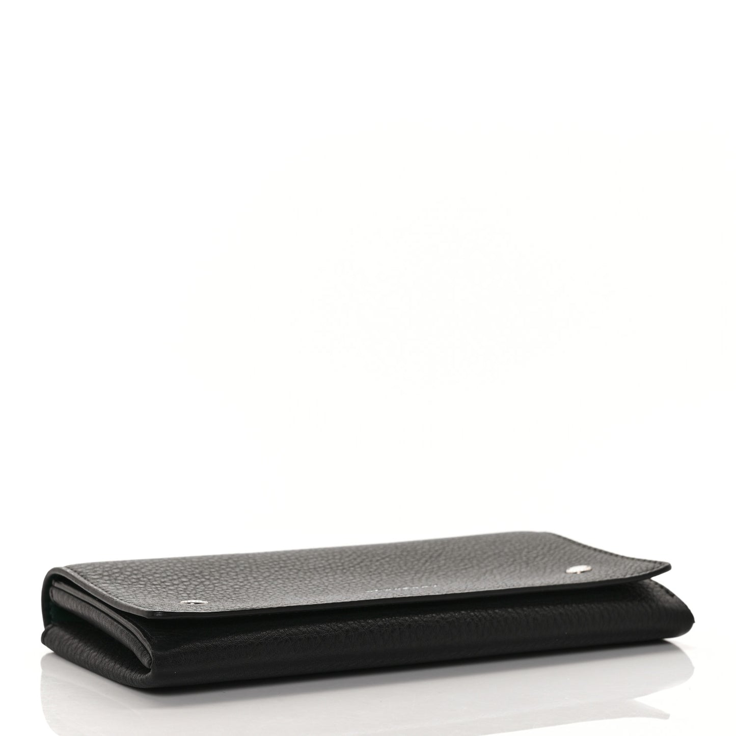 Grained Calfskin Continental Flap Wallet Black