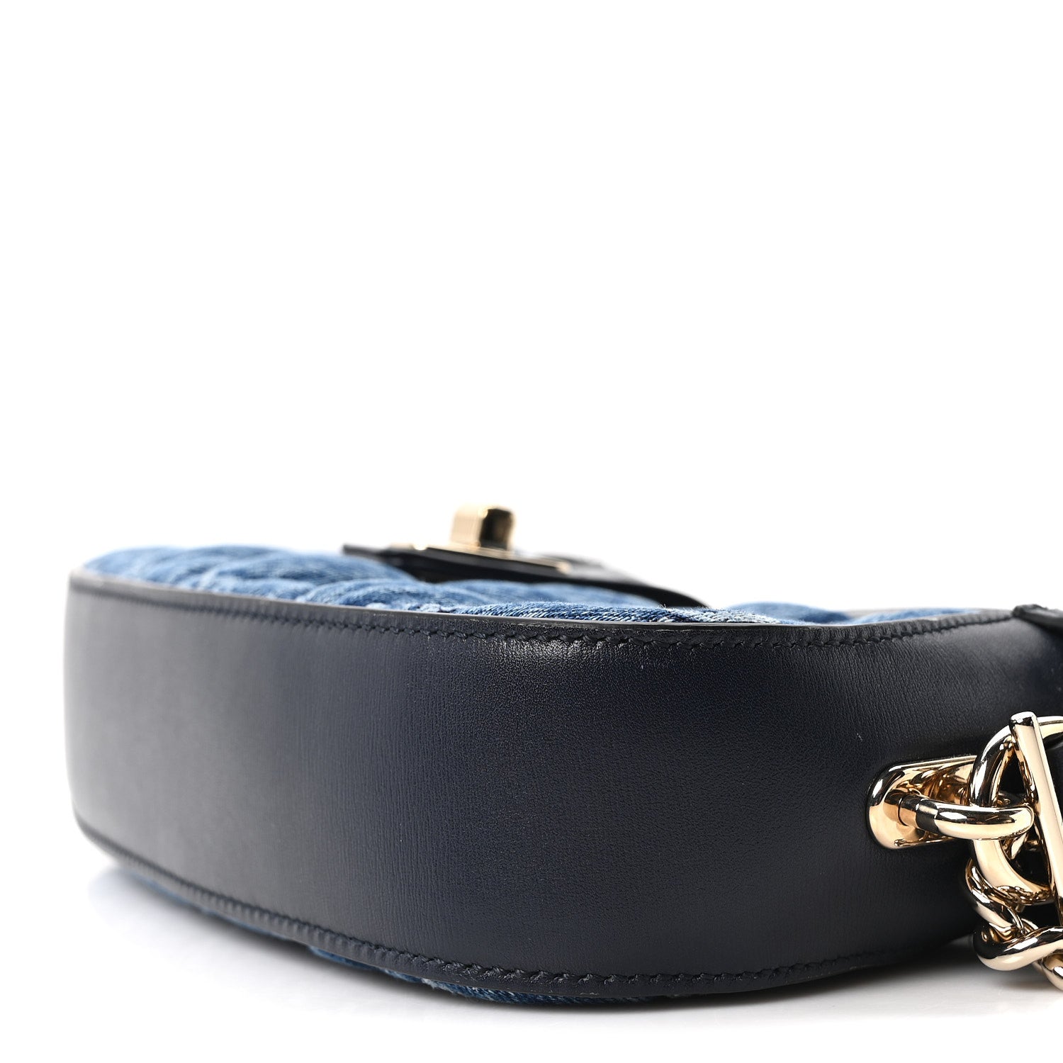Gucci Denim GG Monogram Mini Moon Side Shoulder Bag Blue 9 of 10