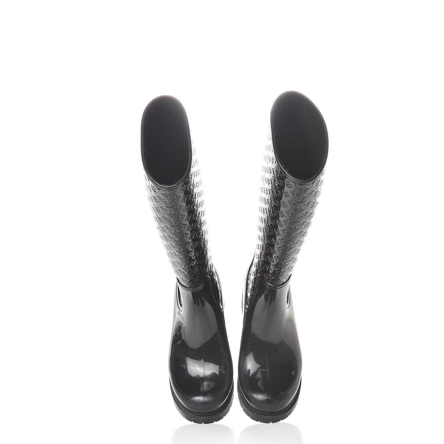 Louis Vuitton Rubber Embossed Monogram Splash Rain Boots 37 Black 5 of 12