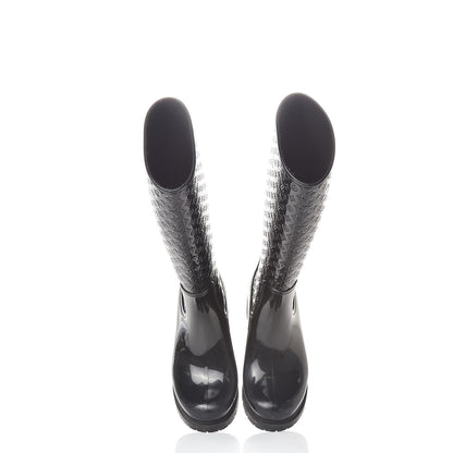 Louis Vuitton Rubber Embossed Monogram Splash Rain Boots 37 Black 5 of 12