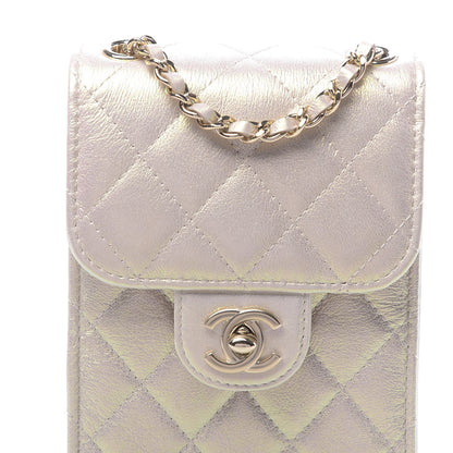 Chanel Iridescent Lambskin Quilted CC Phone Holder Ivory 11 of 12