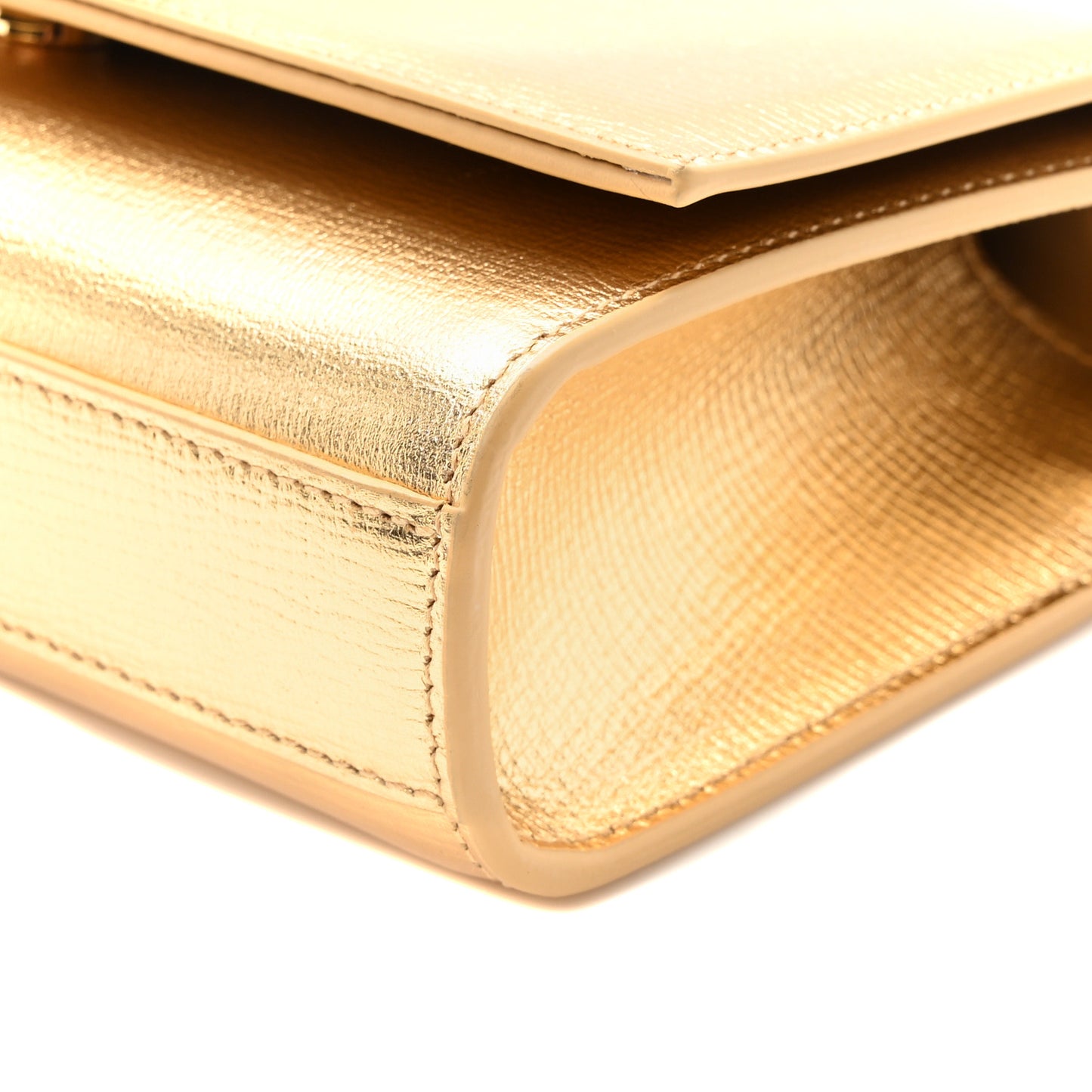 Metallic Calfskin Small Classic Monogram Kate Tassel Satchel Gold