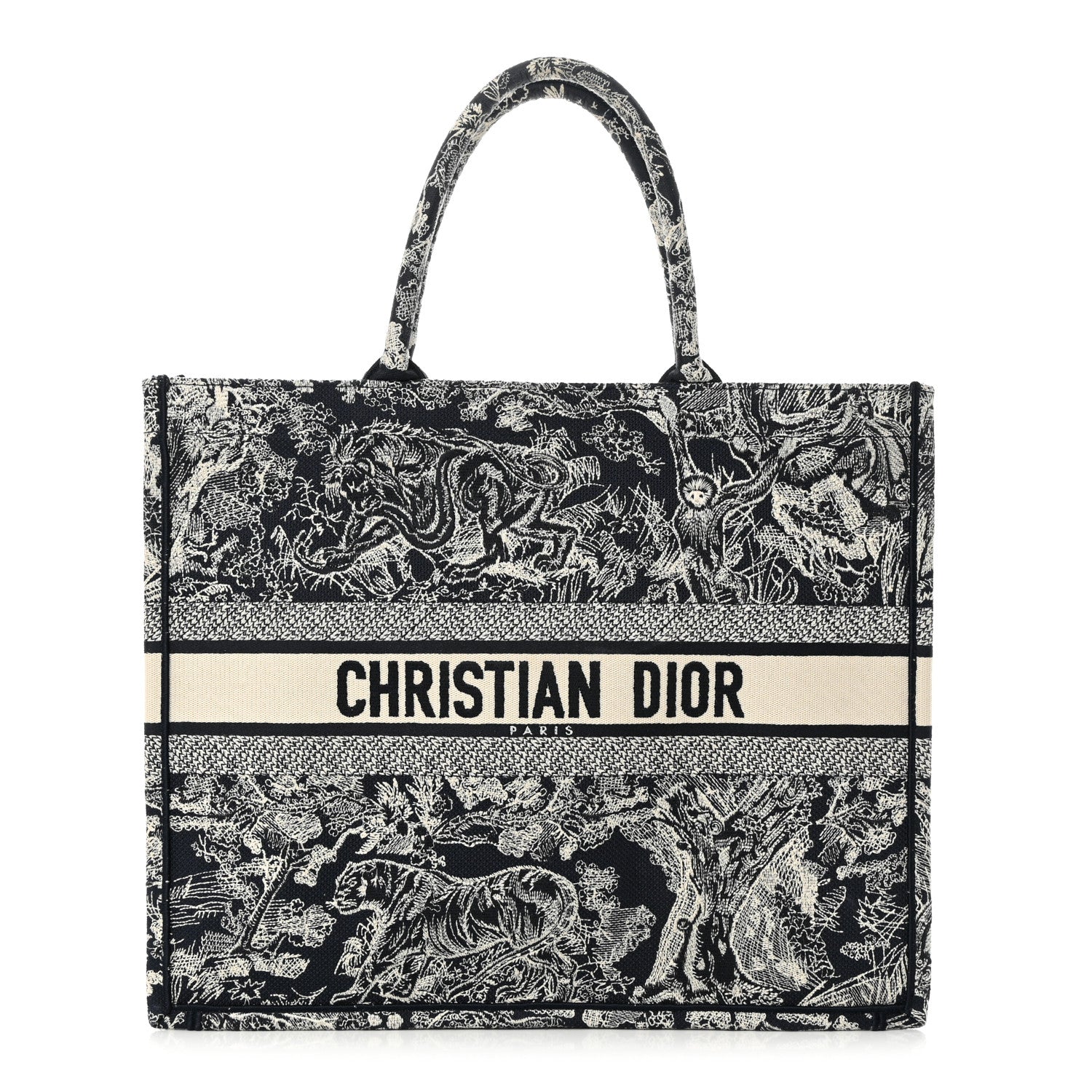 Christian Dior Canvas Embroidered Large Dioriviera Toile De Jouy Reverse Book Tote Blue 1 of 13