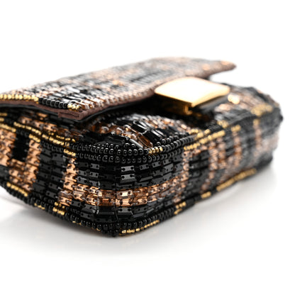 Fendi Crystal Vitello King FF Beaded Nano Baguette Charm Moro Black 9 of 11