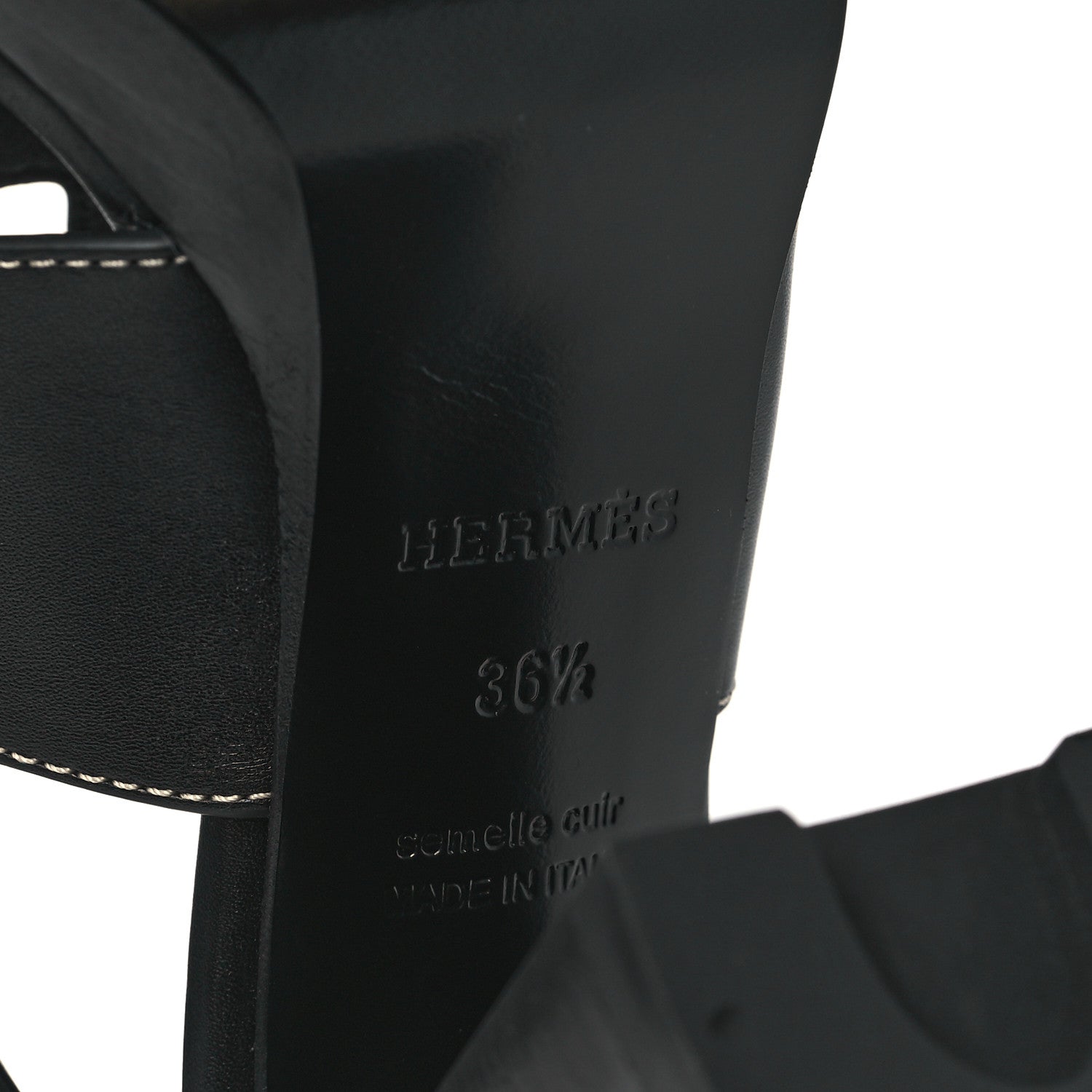 Hermes Calfskin Eris 90 Sandals 37 Black 7 of 8