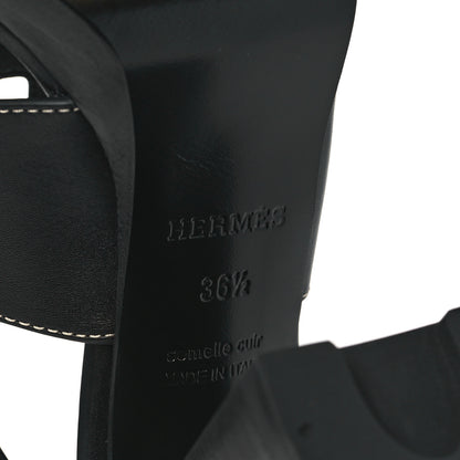 Hermes Calfskin Eris 90 Sandals 37 Black 7 of 8