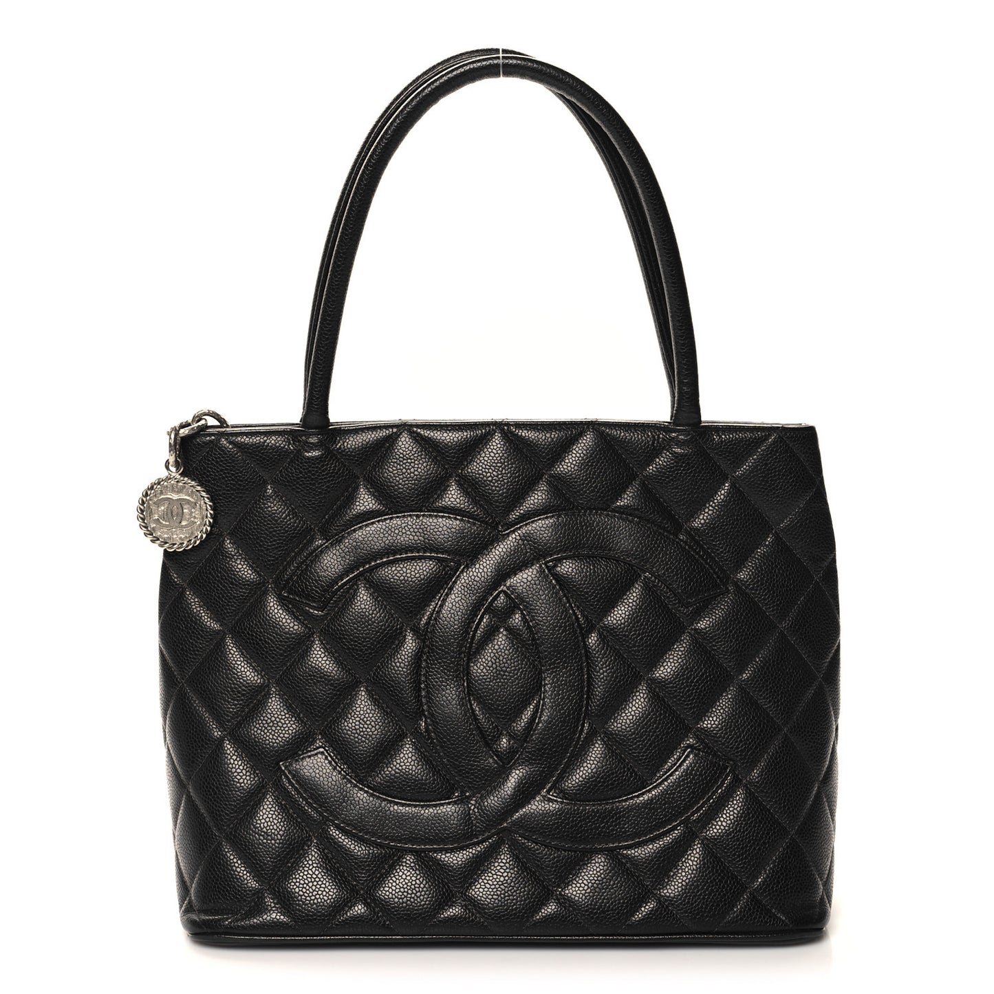 Caviar Quilted Medallion Tote Black