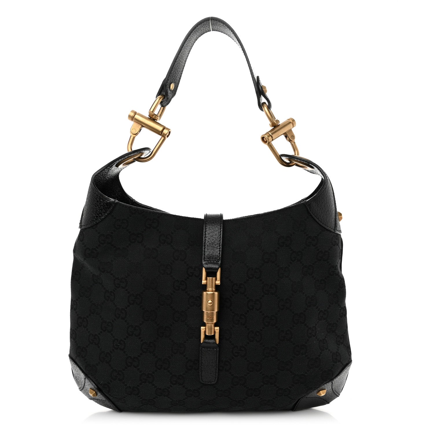 Gucci Monogram Piston Lock Jackie O Hobo Black 1 of 11