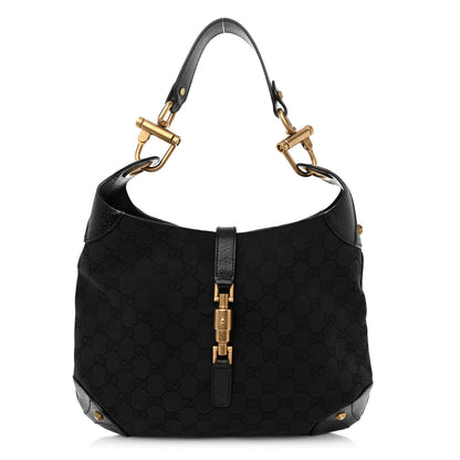 Gucci Monogram Piston Lock Jackie O Hobo Black 1 of 11