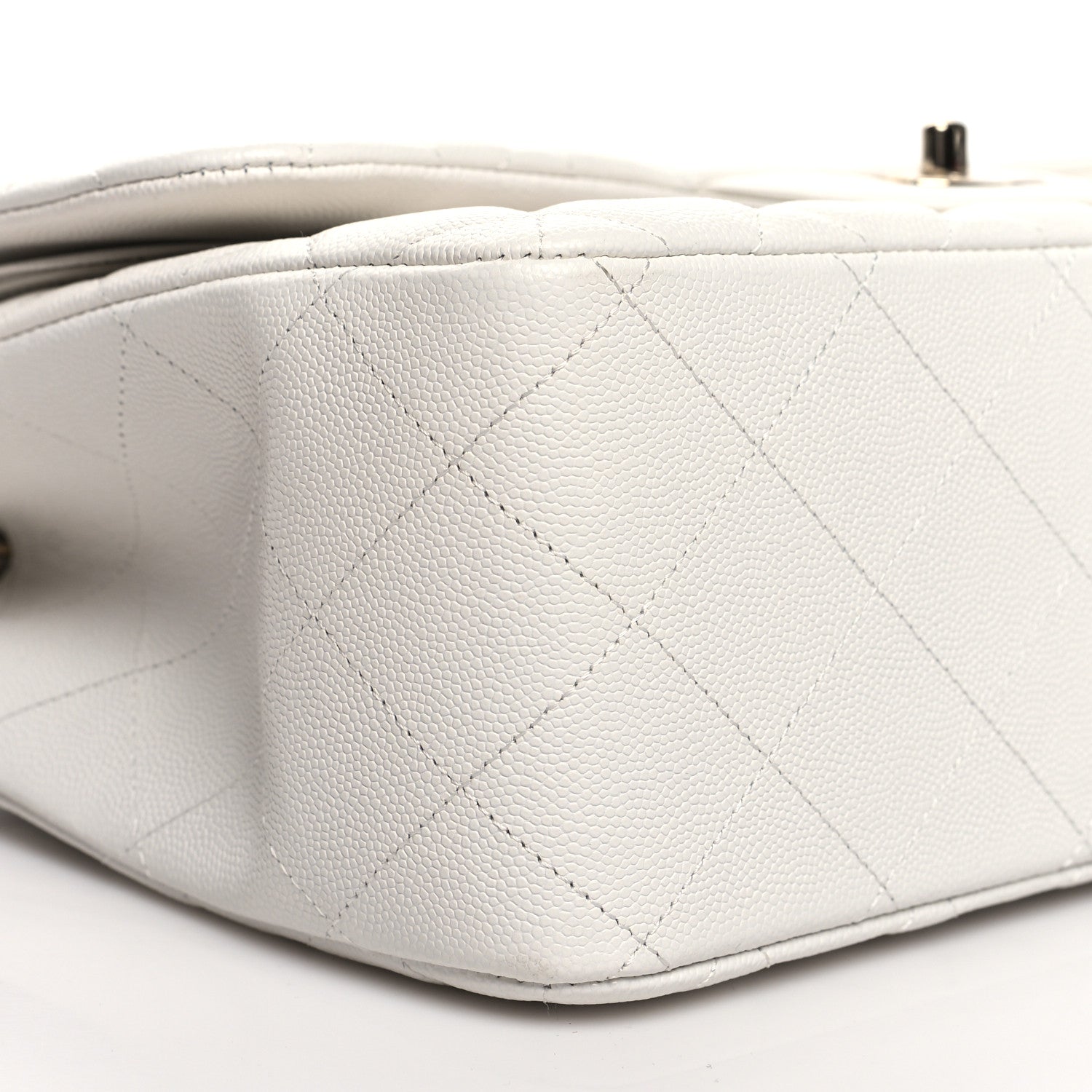 Chanel Caviar Quilted Jumbo Double Flap White 9 of 10