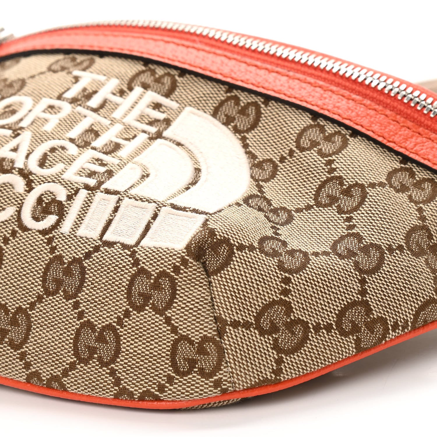 Gucci X THE NORTH FACE Monogram Textured Dollar Calfskin Embroidered Belt Bag Beige Ebony Mystic White Deep Orange 11 of 12