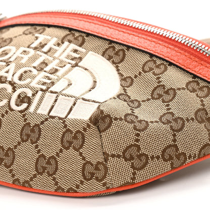 Gucci X THE NORTH FACE Monogram Textured Dollar Calfskin Embroidered Belt Bag Beige Ebony Mystic White Deep Orange 11 of 12
