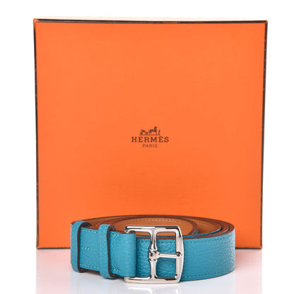 Hermes Taurillon Clemence Etriviere 32mm Belt 105 Turquoise 8 of 8