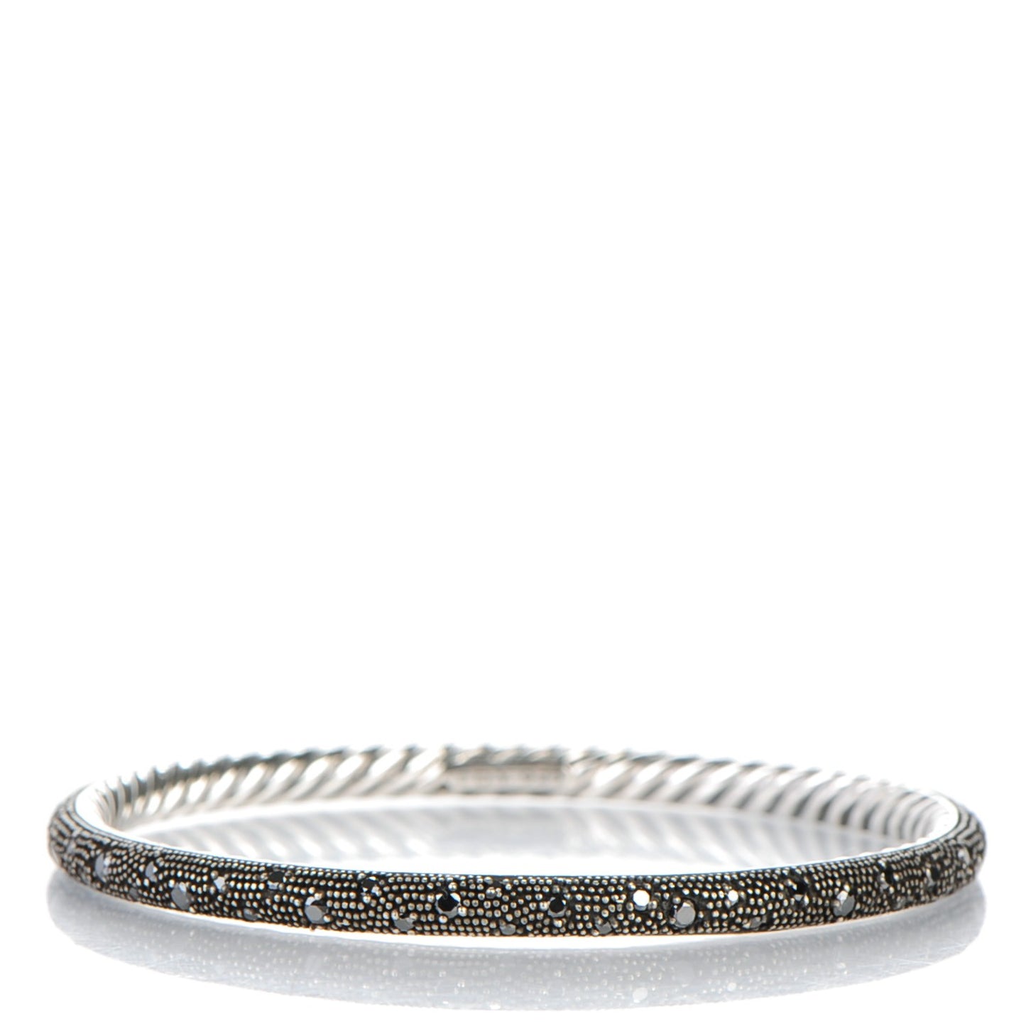 Sterling Silver Black Diamond 4mm Midnight Melange Bangle Bracelet