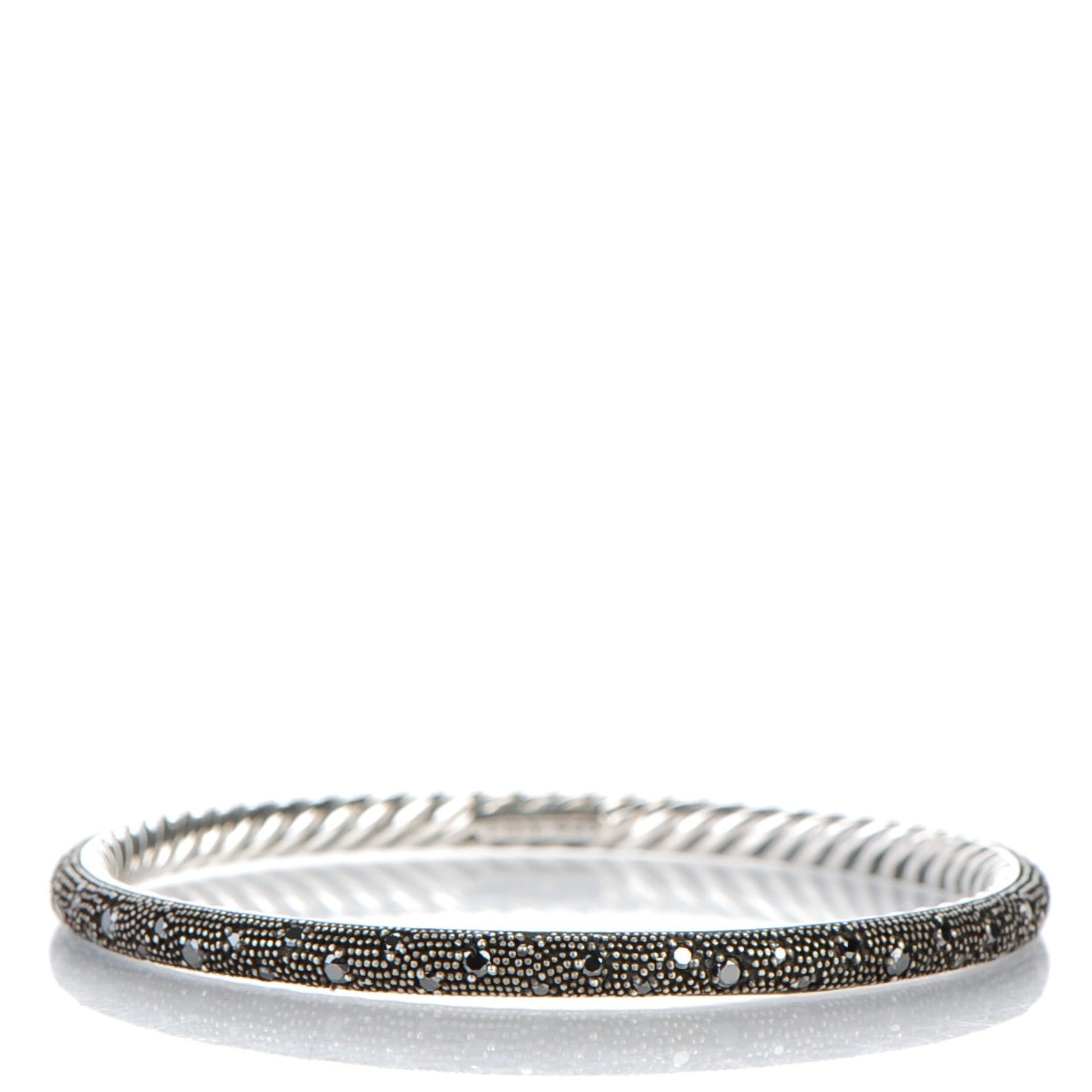 David Yurman Sterling Silver Black Diamond 4mm Midnight Melange Bangle Bracelet 1 of 4