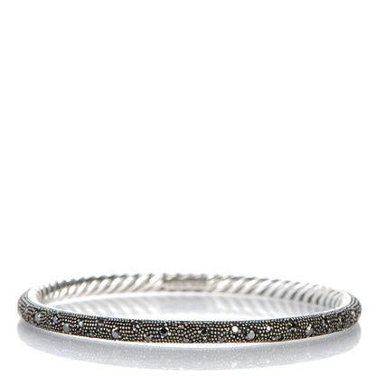 David Yurman Sterling Silver Black Diamond 4mm Midnight Melange Bangle Bracelet 1 of 4
