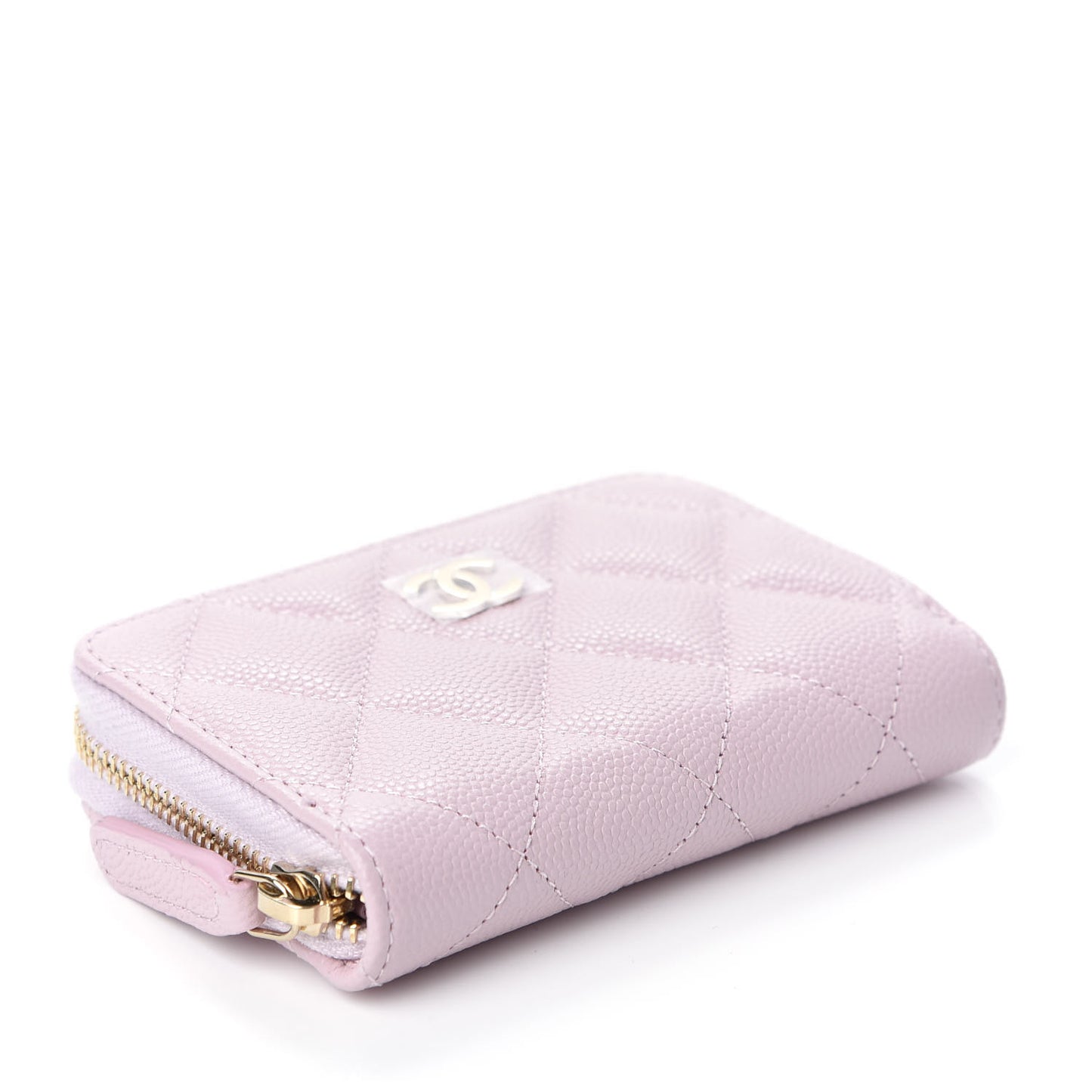 Caviar Quilted Zip Coin Purse Light Pink