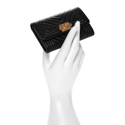 Chanel Caviar Chevron Quilted Boy Card Holder Wallet Black 2 of 7