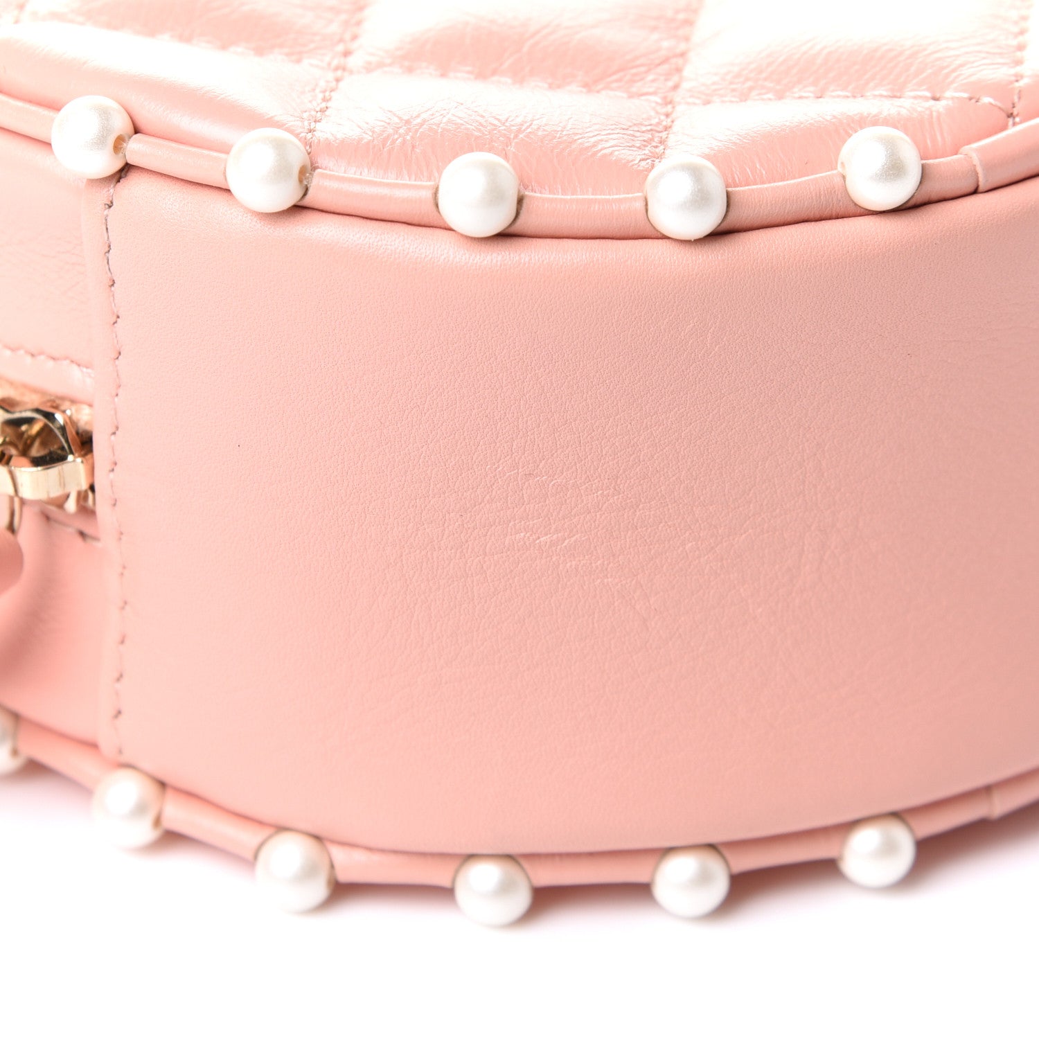 Chanel Calfskin Quilted Pearl Round Clutch With Chain Pink 8 of 10