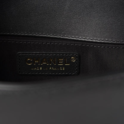 Chanel Calfskin Small Boy Logo Top Handle Flap Black 11 of 13