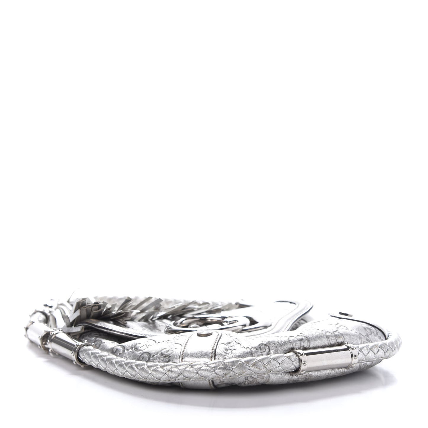 Guccissima Small Britt Tassel Shoulder Bag Silver