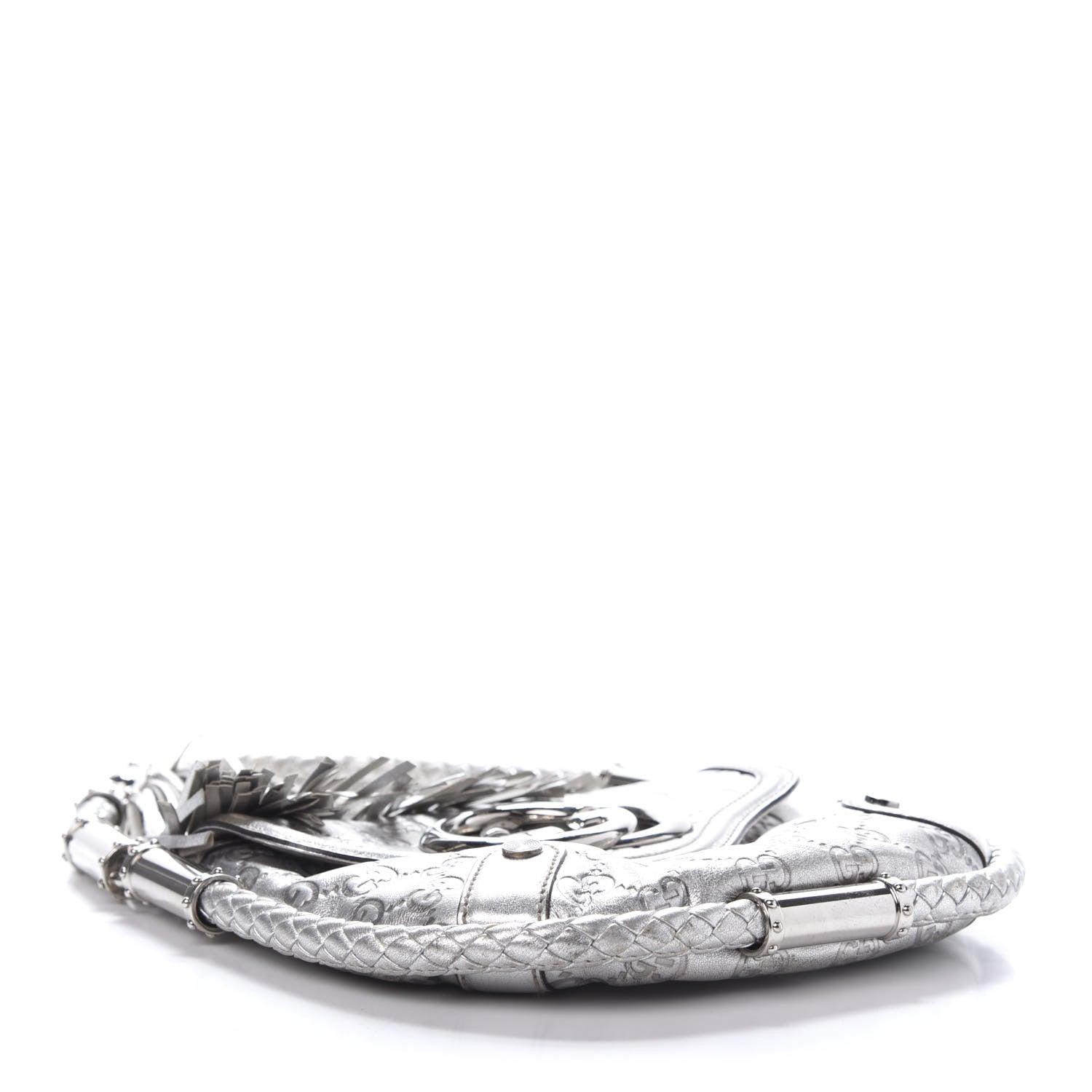 Gucci Guccissima Small Britt Tassel Shoulder Bag Silver 4 of 17
