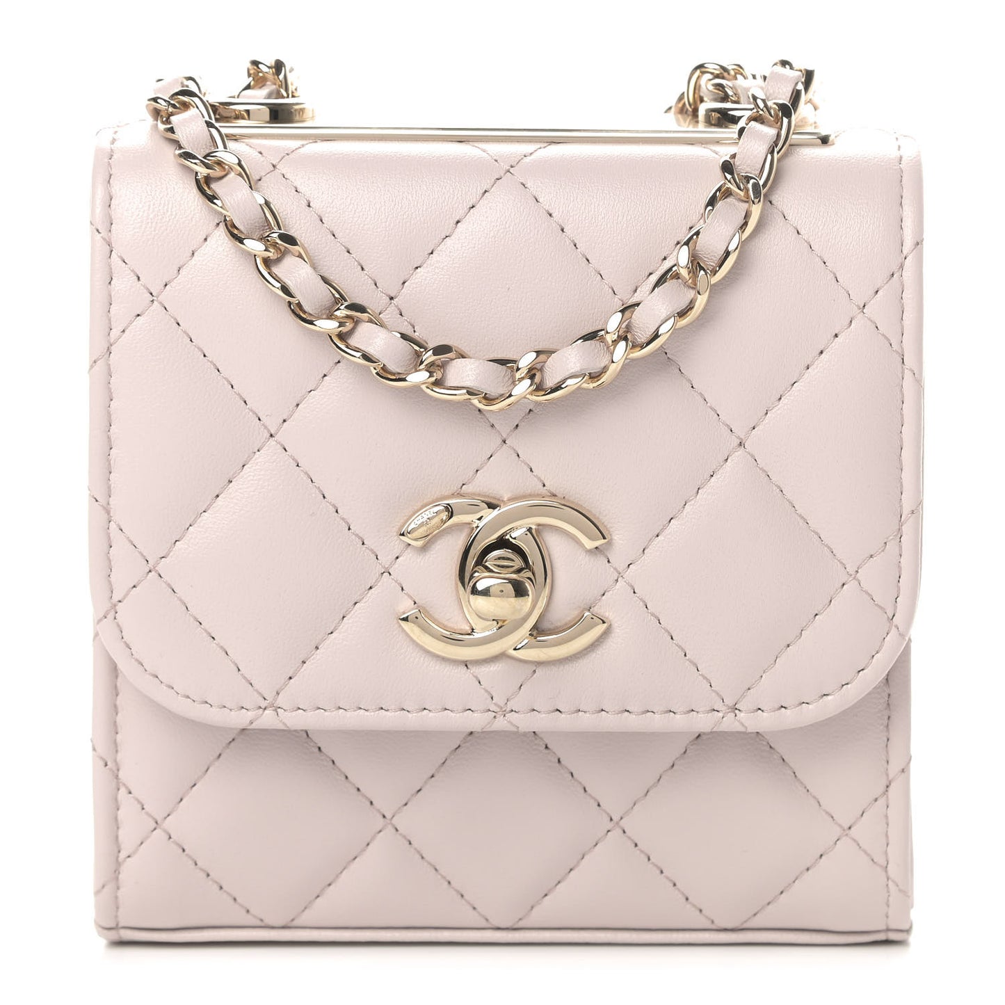 Lambskin Quilted Mini Trendy CC Clutch With Chain Light Purple
