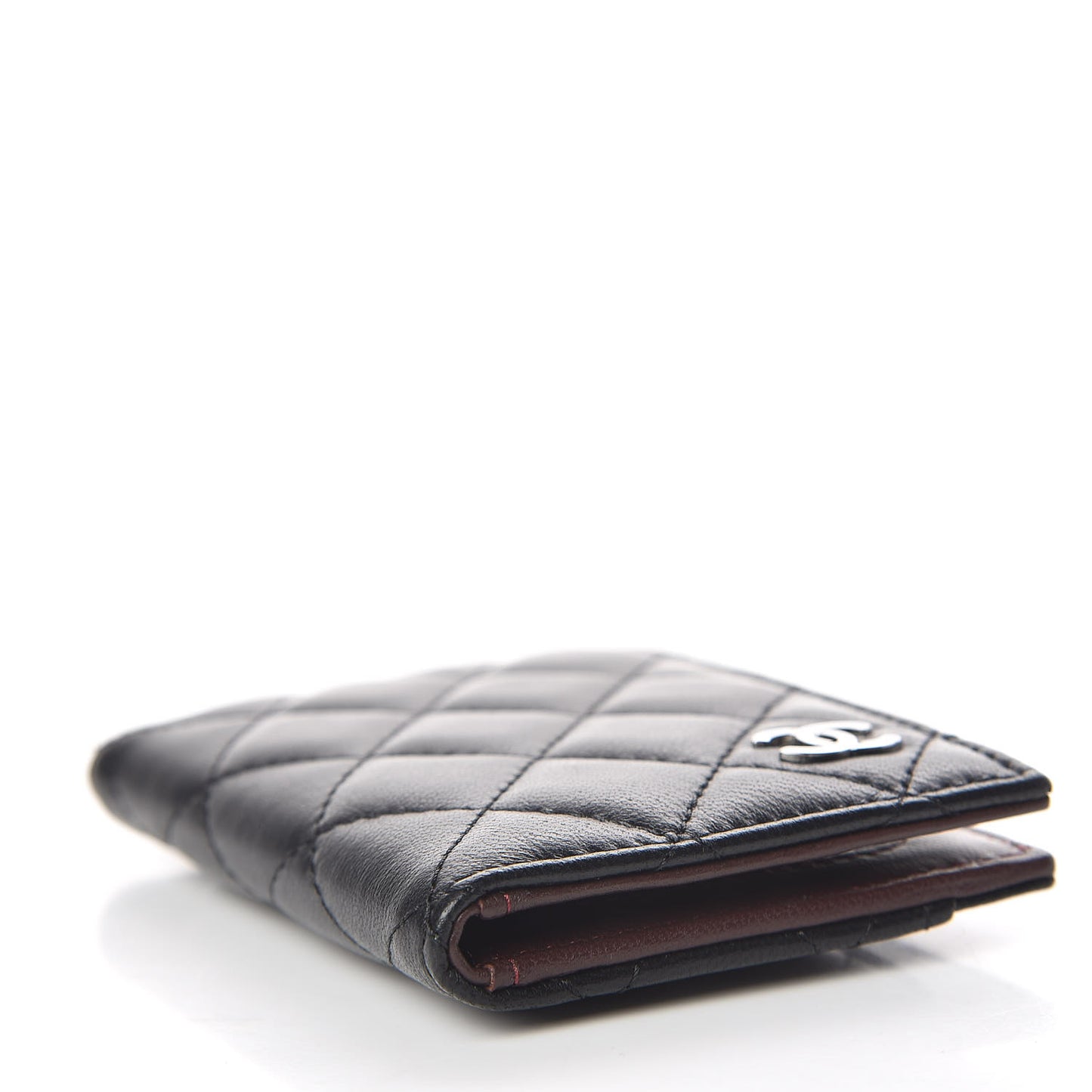 Lambskin Quilted Card Holder Wallet Black