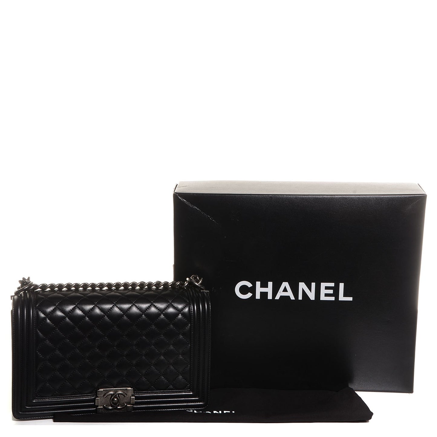 Lambskin Quilted New Medium Boy Flap Black