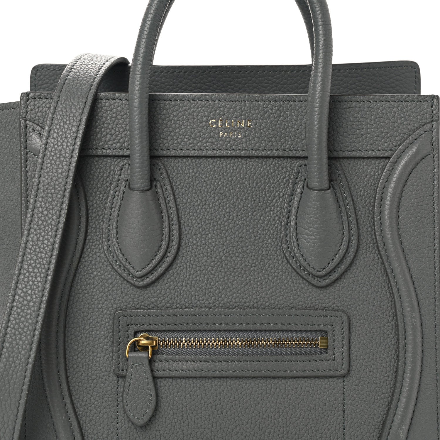 Celine Baby Drummed Calfskin Nano Luggage Kohl 8 of 10