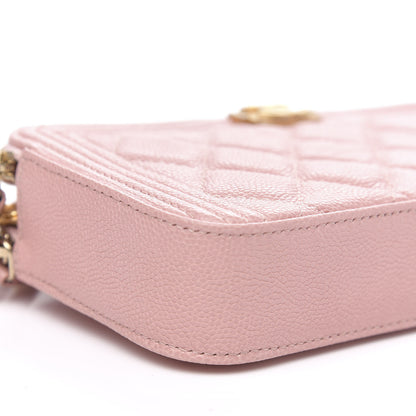 Chanel Caviar Quilted Small Boy Clutch With Chain Pink 10 of 12